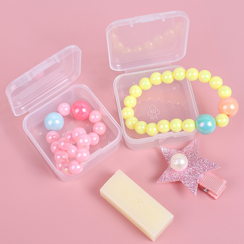 Set 6 Hộp Nhựa Mini Hình Vuông 4.3*4.3CM Trong Suốt Đựng Trang Sức