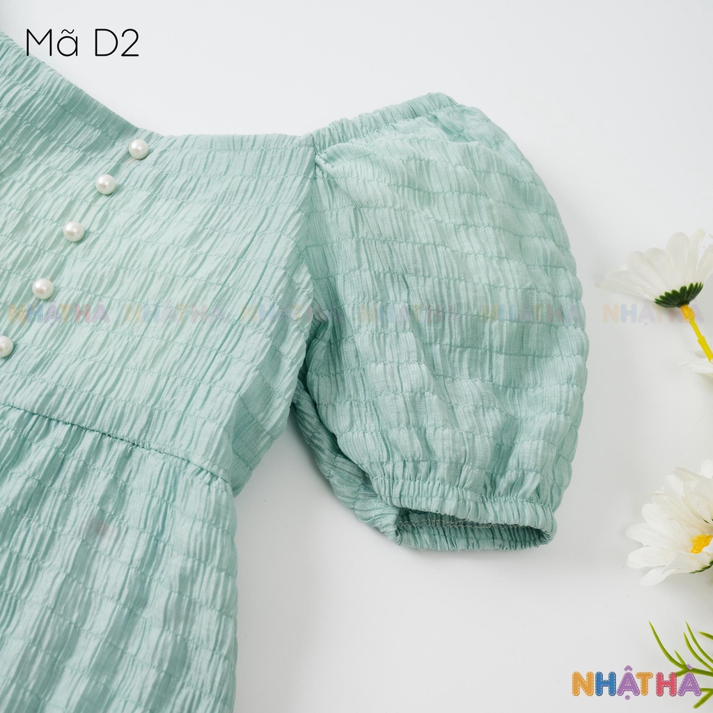 Váy bé gái NHẬT HÀ chất đũi xốp thiết kế nơ lưng siêu điệu size đại từ 11-45kg