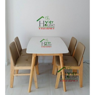 Set bàn ăn mặt đá 1m2 + 4 ghế obama