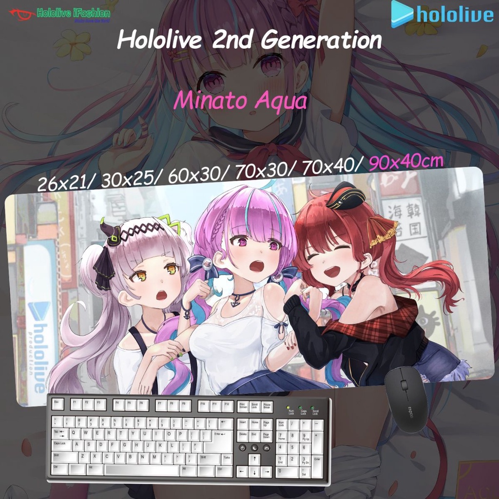 Thảm Lót Chuột Chơi Game Cỡ Lớn Hololive Vtuber Minato Akuya Aqua Kagura MEA
