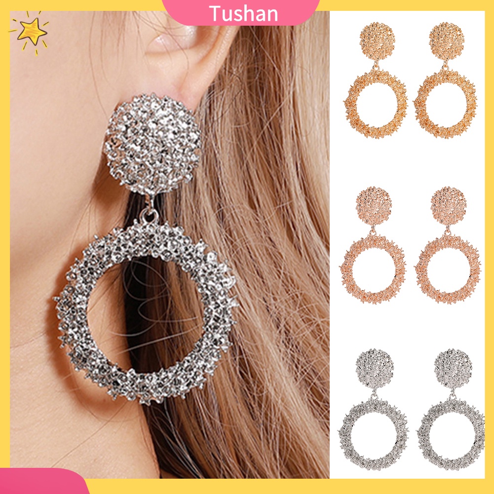 Khuyên Tai Dáng Dài Hình Tròn Rỗng Thời Trang Cho Nữ