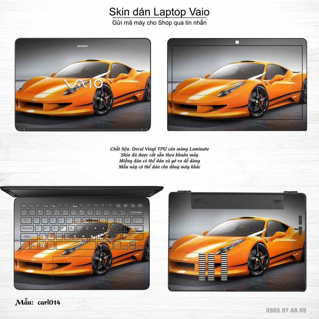 Skin dán Laptop Sony Vaio in hình xe hơi (inbox mã máy cho Shop)
