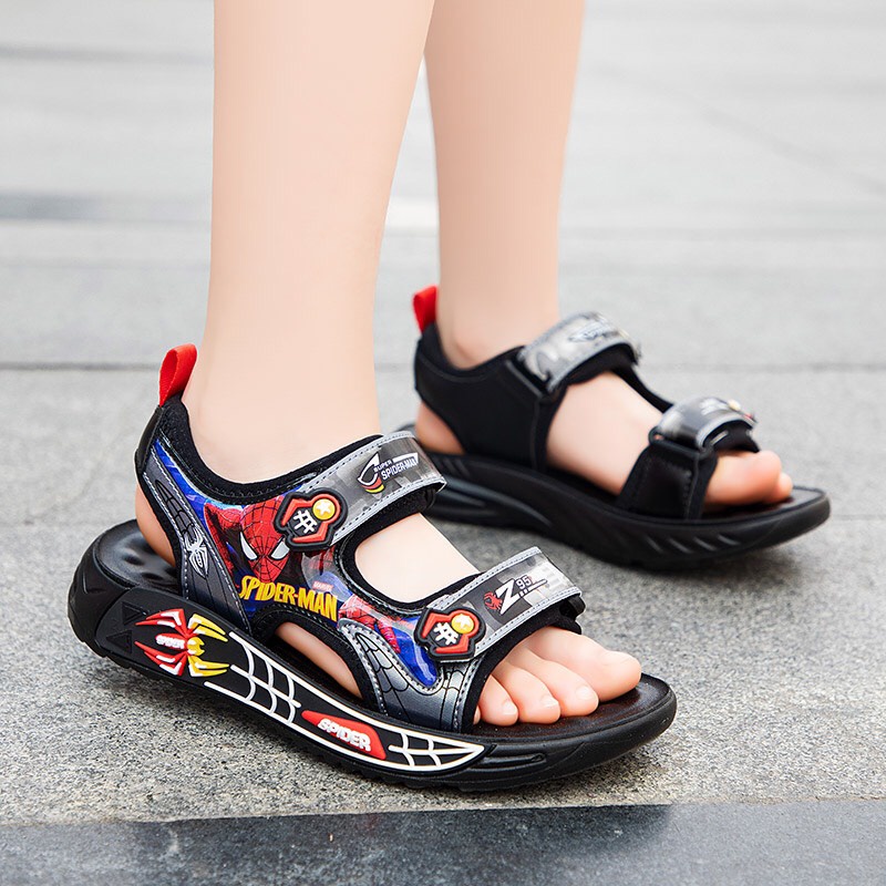 Sandal cho bé trai họa tiết siêu nhân người nhện siêu bền quai dán tùy chỉnh cho bé 226 228