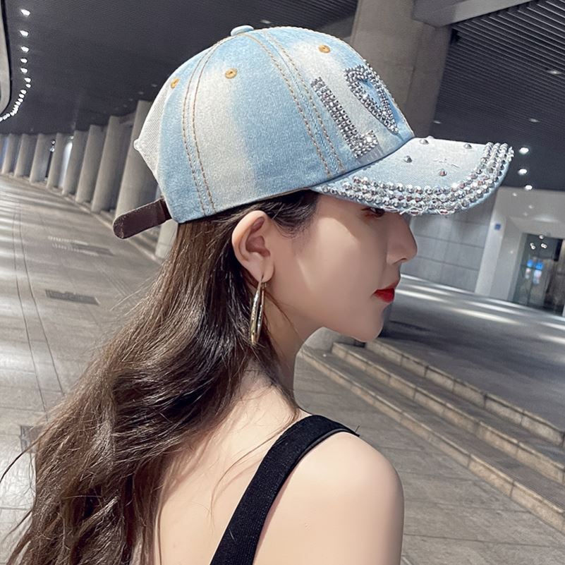 Mũ Lưỡi Trai Denim Thêu Chữ Đính Đá Thời Trang Hàn Quốc