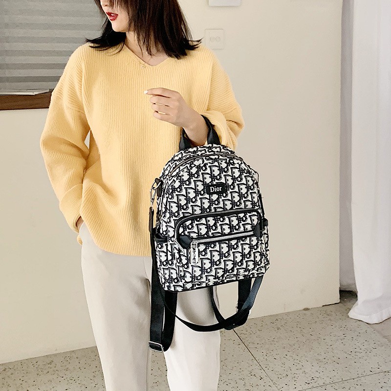 Balo nữ đi học thời trang cá tính họa tiết d.i.o.r cao cấp  da trơn size 32 Samsora store - BL2124
