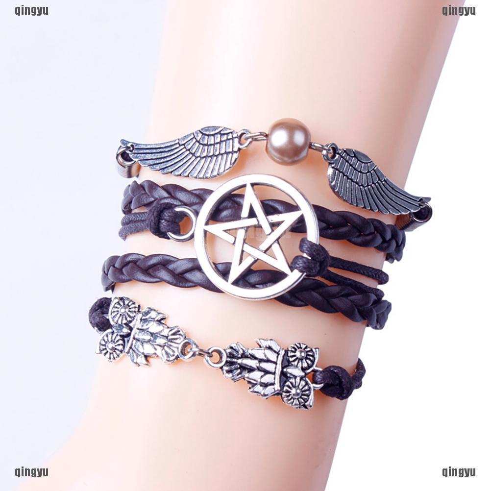 Vòng Tay Tình Bạn Dây Bện Mặt Chim Cú Và Cánh Thiên Thần