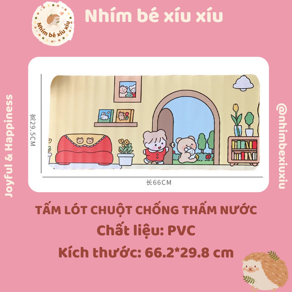 Tấm lót chuột/Bàn di chuột khổ lớn chống thấm nước mouse pad tone XANH nhimbexiuxiu