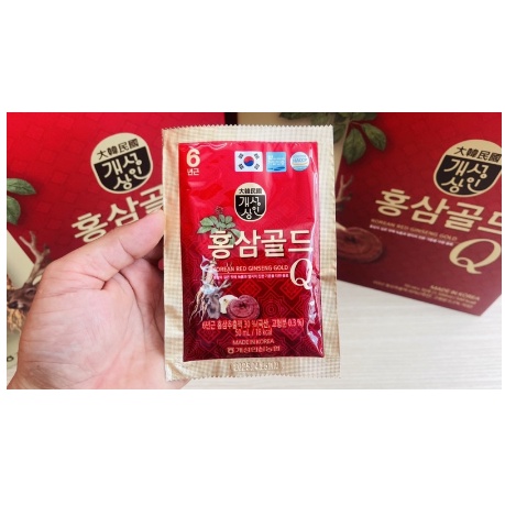 Nước Hồng Sâm Nhung Hươu Linh Chi Q Gold Korea Hộp 30 gói x 50 ml . .