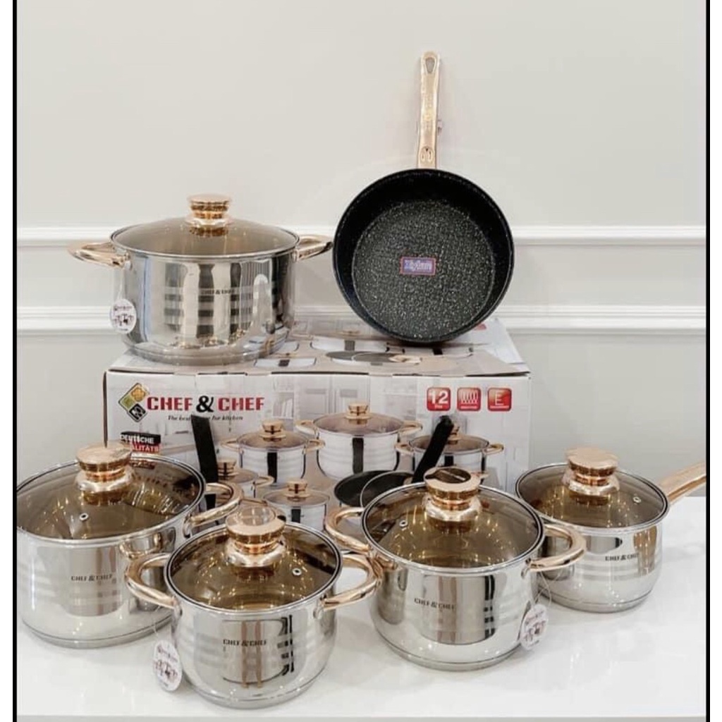 BỘ NỒI 6 MÓN VUNG KÍNH CHEF &amp; CHEF [KHOGIASI]
