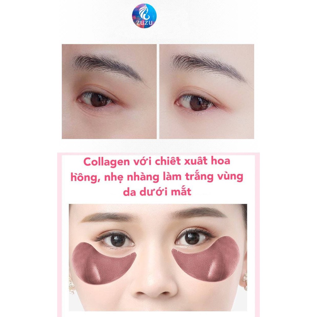 HỘP 60 MIẾNG Mặt nạ mắt gel chiết xuất hoa hồng bổ sung collagen dưỡng ẩm làm sáng vùng thâm dưới da và giảm nếp nhăn