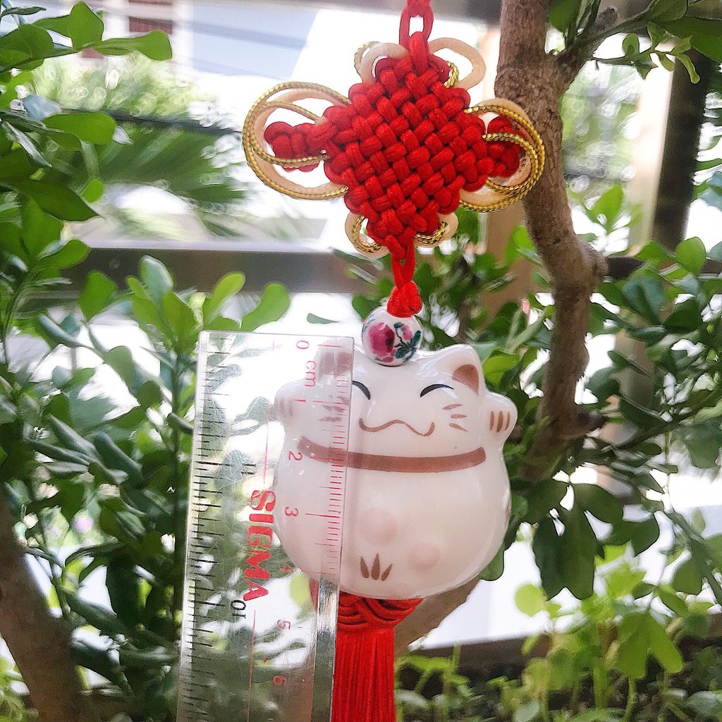 Dây treo mèo sứ cát tường phong thủy