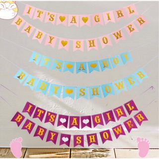Dây cờ trang trí sinh nhật bé it’s a girl/boy baby shower