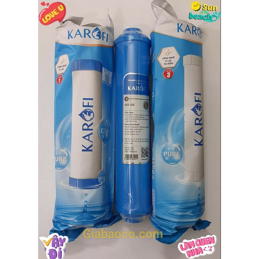 Lõi Lọc Nước Karofi: Số 1,2,3 Dùng Cho Model : N-e118, N-e119/A ,N-e119/U