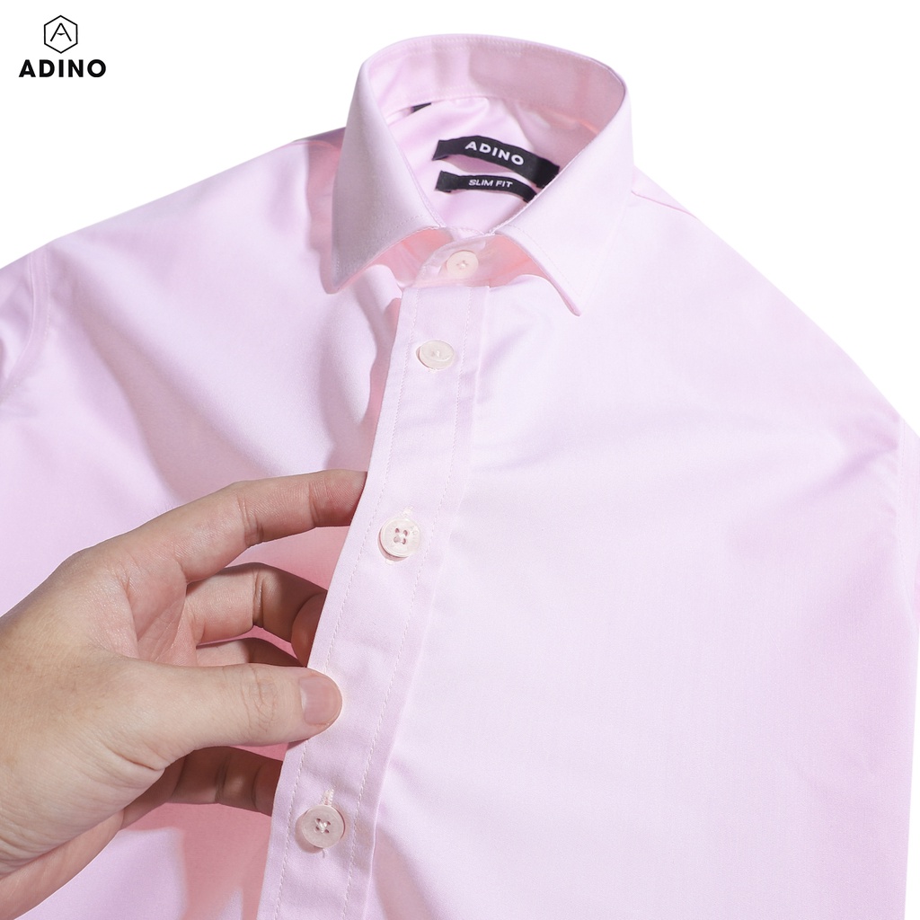 Áo sơ mi nam hồng ADINO vải nến lụa sợi sồi modal dáng công sở slimfit hơi ôm trẻ trung S306