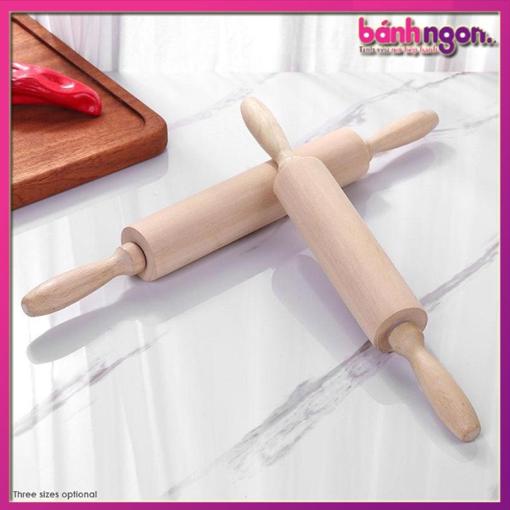 Cán Lăn Bột Bằng Gỗ/Cây Lăn Bột Trục Xoay Rolling Pin Pastry Mat 42cm