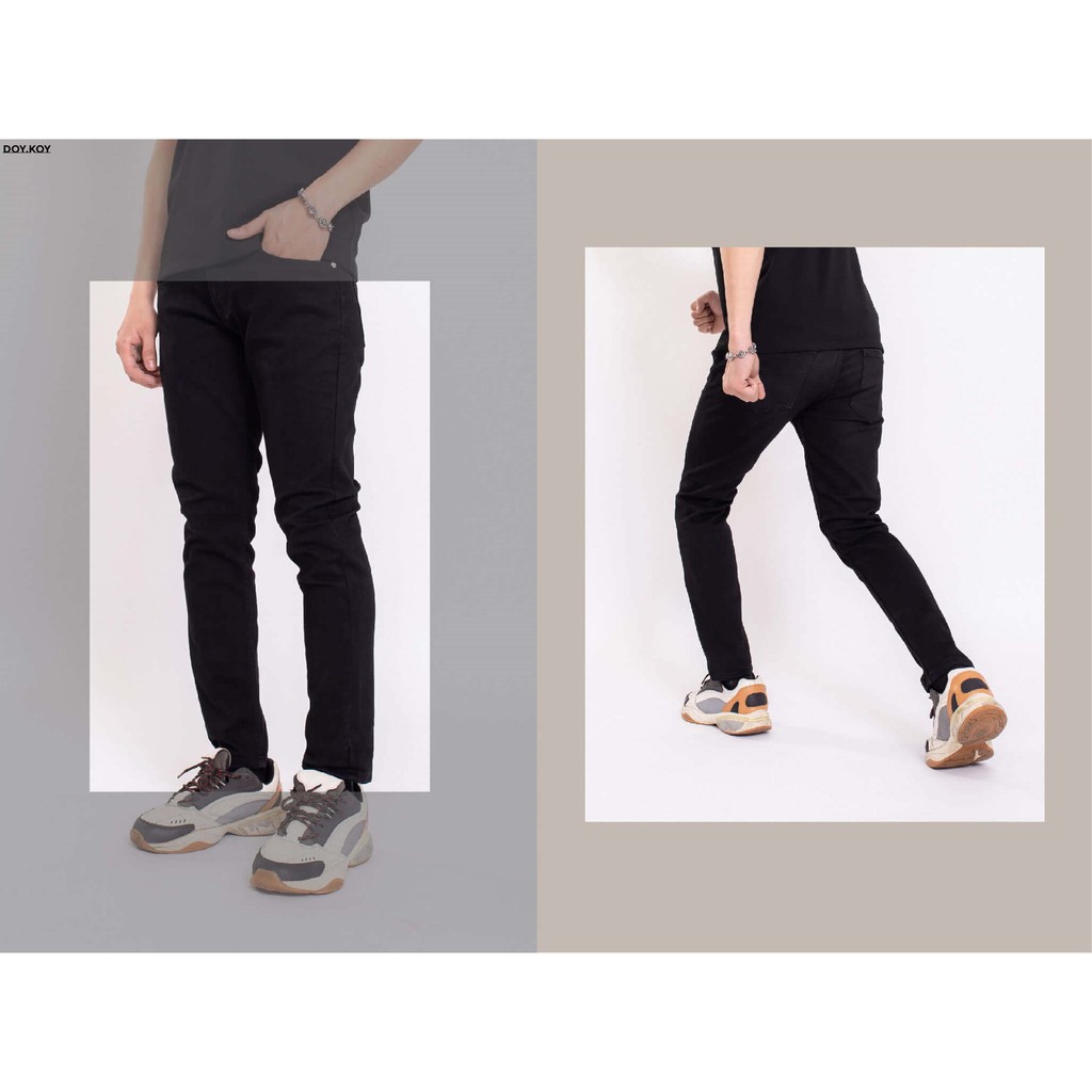 Quần jean nam ống ôm trẻ trung quần jeans nam trơn đen trắng xanh- DOY.KOY