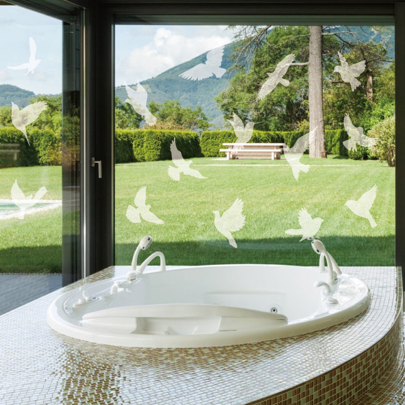 Set 4 Tờ 4 / 16 Miếng Dán Cửa Kính / Cửa Sổ / Cửa Ra Vào / Văn Phòng Chống Va Chạm In Họa