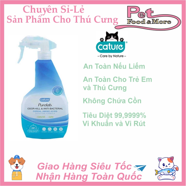 Xịt khử mùi kháng khuẩn CATURE PURELAB chó mèo – Odor Kill & Anti Bacterial Spray Cature Chai 500ml
