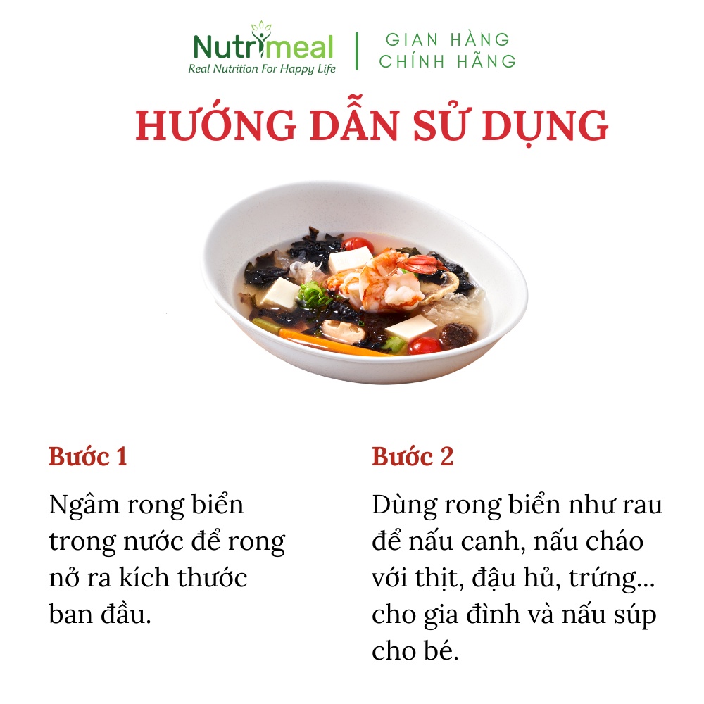 Rong Biển Sấy Khô Loại 1 Nutrimeal 25gr/ gói - Hộp 2 gói (100% Rong Biển)