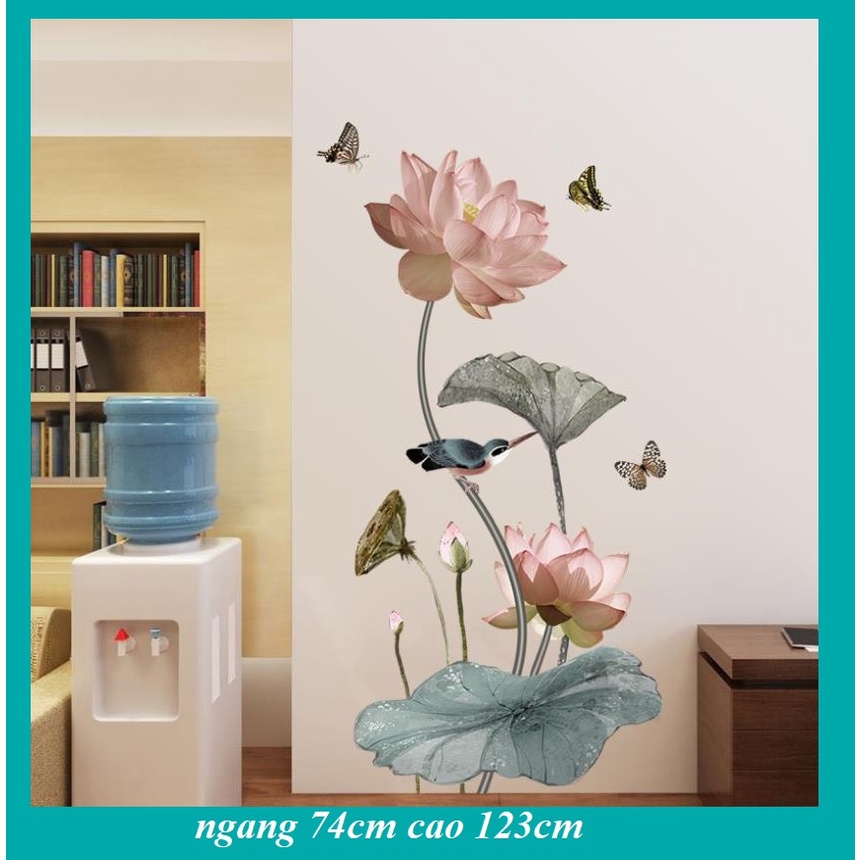 Decal dán tường hoa sen A115 - Decal dán tường Hàn Quốc