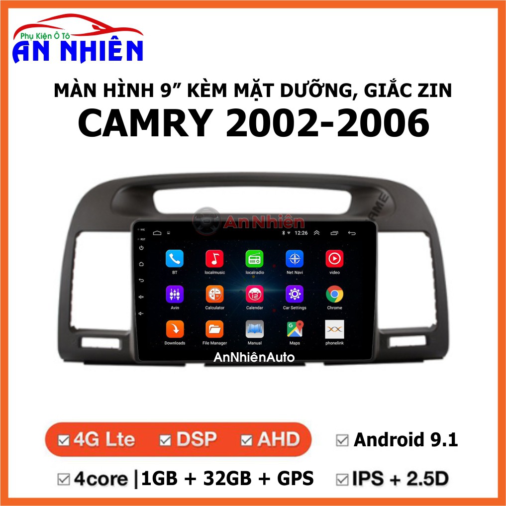 Màn Hình Android 9 inch Cho CAMRY 2002-2005 - Đầu DVD Chạy Android Tiếng Việt Kèm Mặt Dưỡng Giắc Zin Toyota Camry