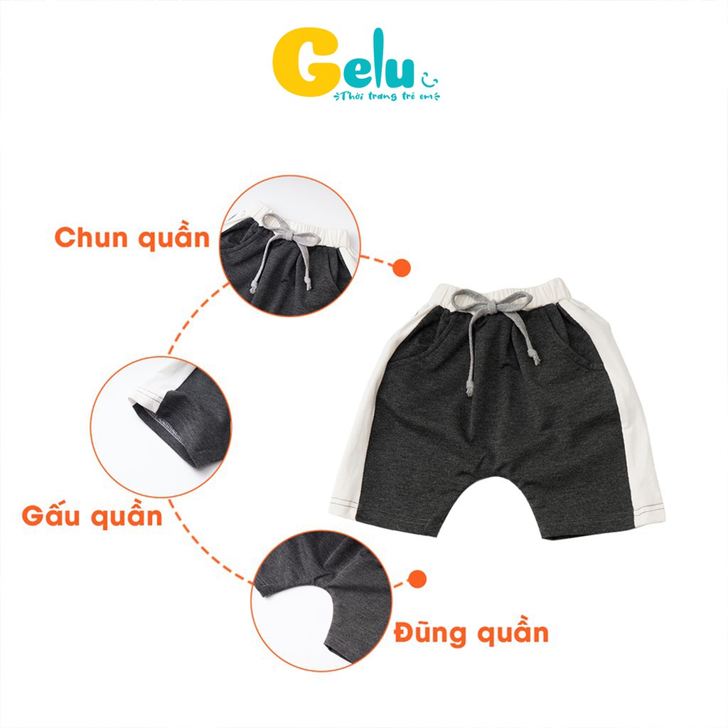 Bộ quần áo cộc tay cho bé trai thun lạnh chất liệu cotton Hàn phối màu cá tính cho bé - GELU GLQA16