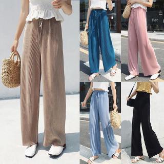 Quần ống rộng lưng thun màu trơn thời trang cho nữ