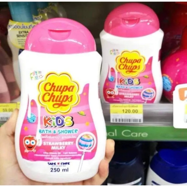 Sữa tắm Thái Lan Chupa Chups Kids Head To Toe 2in1 Tắm + Gội hương kẹo ngọt thơm công thức hữu cơ cân bằng PH - 250ml