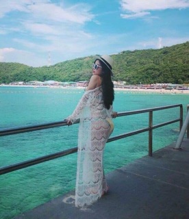 Áo choàng đi biển ren dài