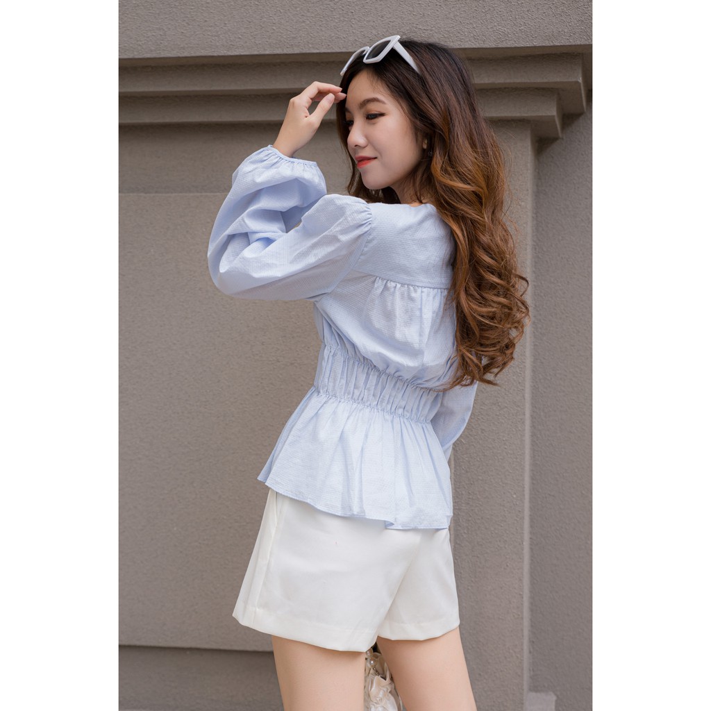 Áo kiểu nữ nhún eo esitto tay phồng phong cách tiểu thư - [ESBLA302] | BigBuy360 - bigbuy360.vn