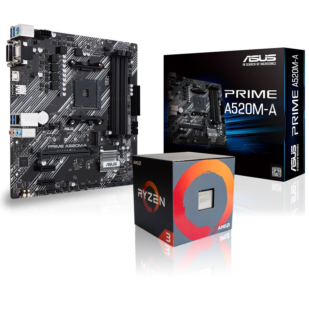 Combo mainboard A520M-A Asus / Ryzen 3 1300X + Fan new