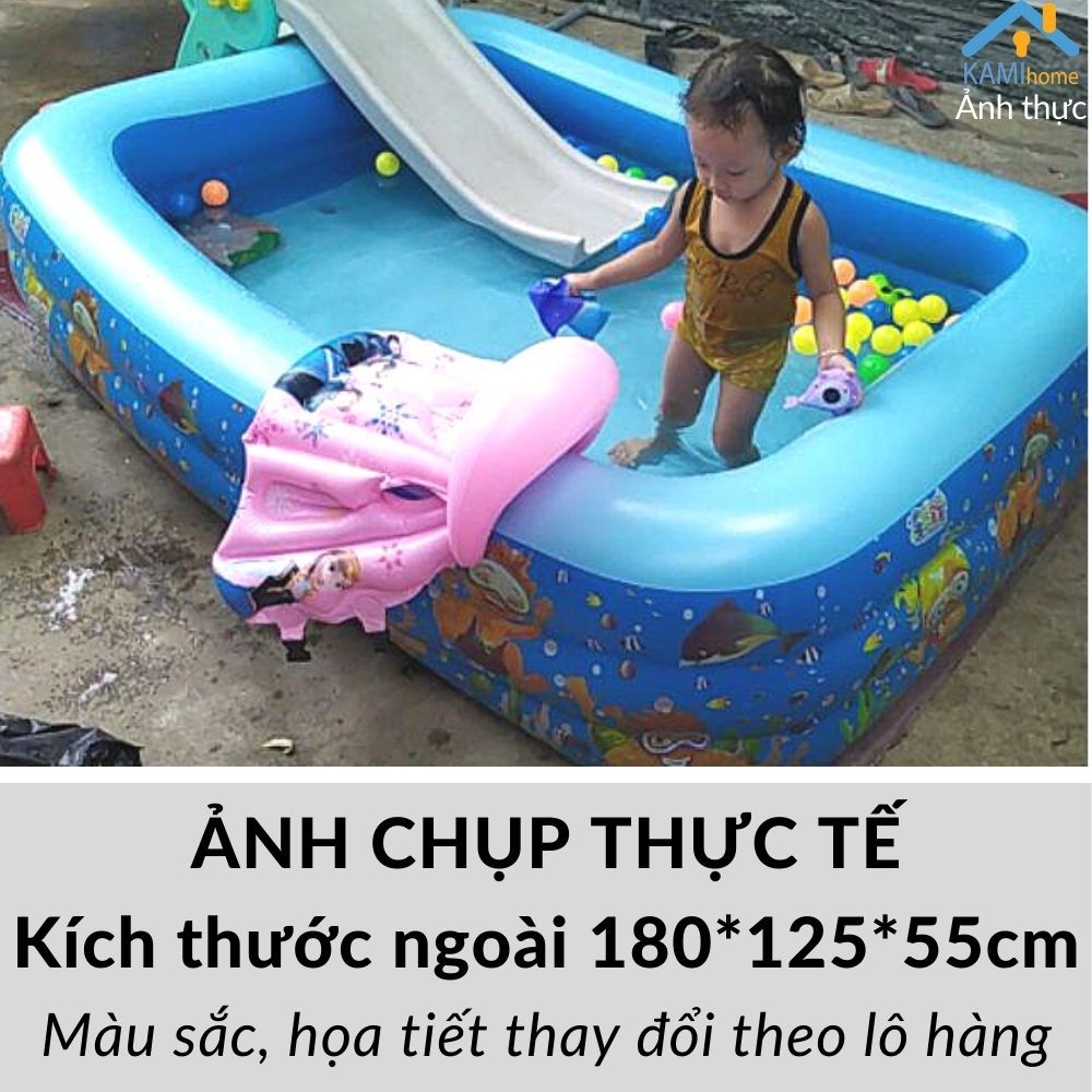 Bể bơi cho bé hồ phao bơi trẻ em thành cao 3 tầng cỡ dài 180cm và 150cm Chọn mua Kèm Bơm điện