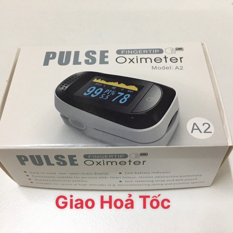 Máy đo nồng độ oxy trong máu/Đo Spo2/PULSE FINGER OXIMETER/Màu đen/Màn hình TFT/Đo được 3 chỉ số/Tặng pin và dây đeo