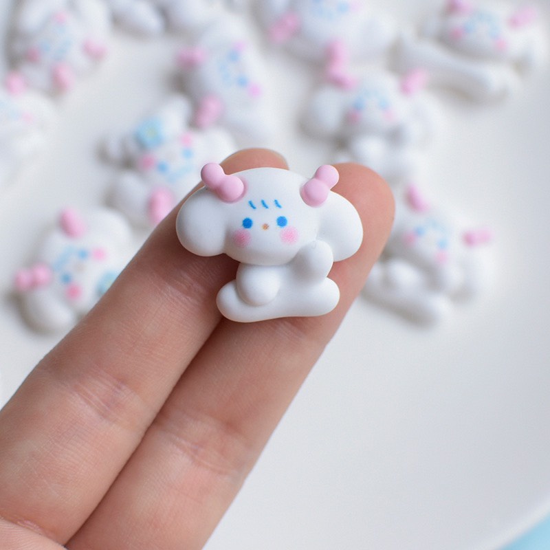 Charm (C576) slime/ Dụng Cụ Charm Trang Trí [Ko Keo &amp; Nút] Hình Bé Cún Trắng Đáng Yêu (2x2.5cm)