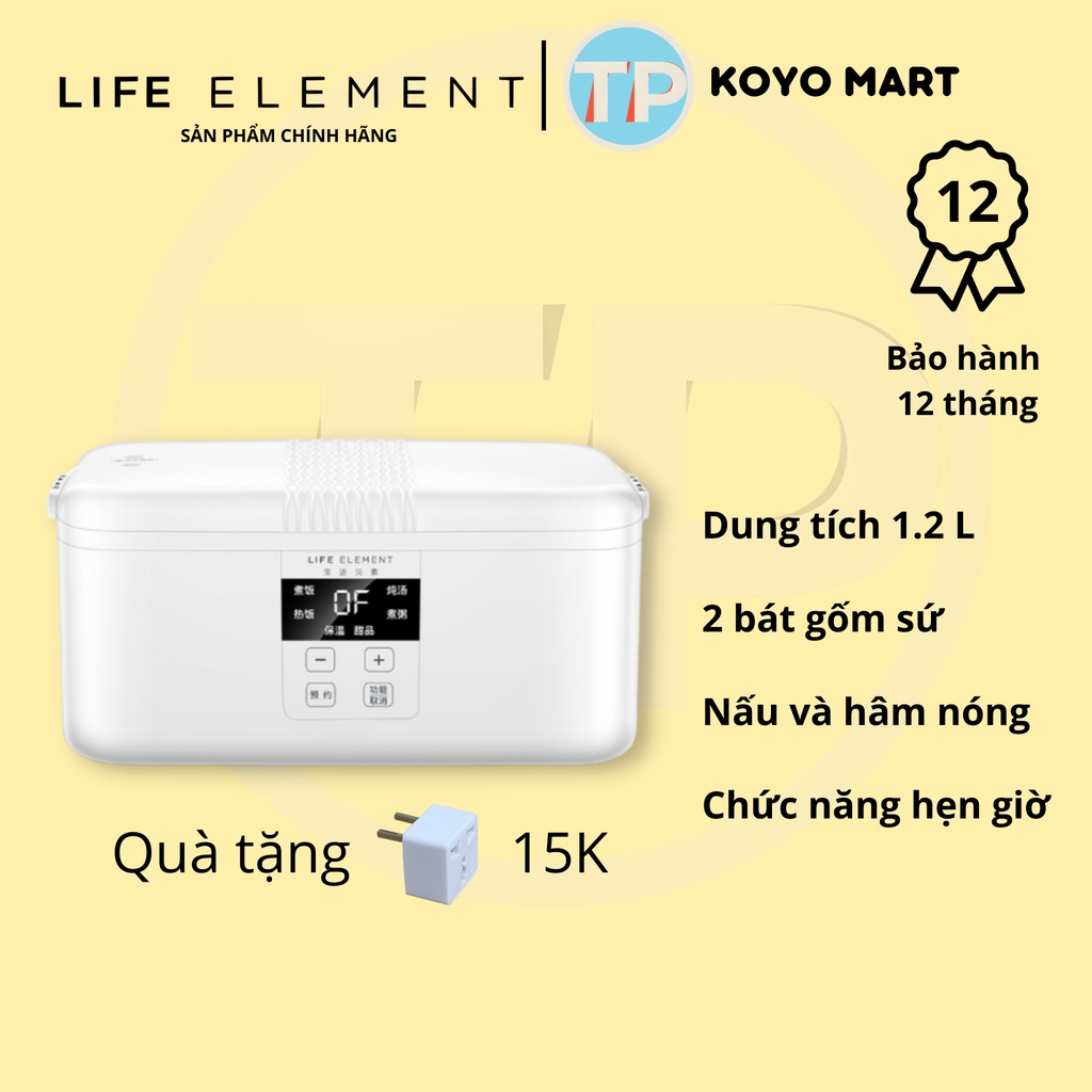 Hộp cơm cắm điện hẹn giờ, 2 bát gốm sứ to - Cặp lồng giữ nhiệt và nấu chín, sử dụng cho văn phòng