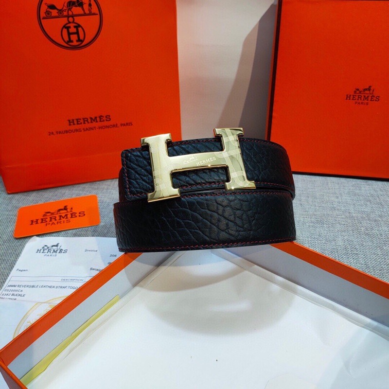 thắt lưng da bò hai mặt cao cấp khoá chữ H hermes HM