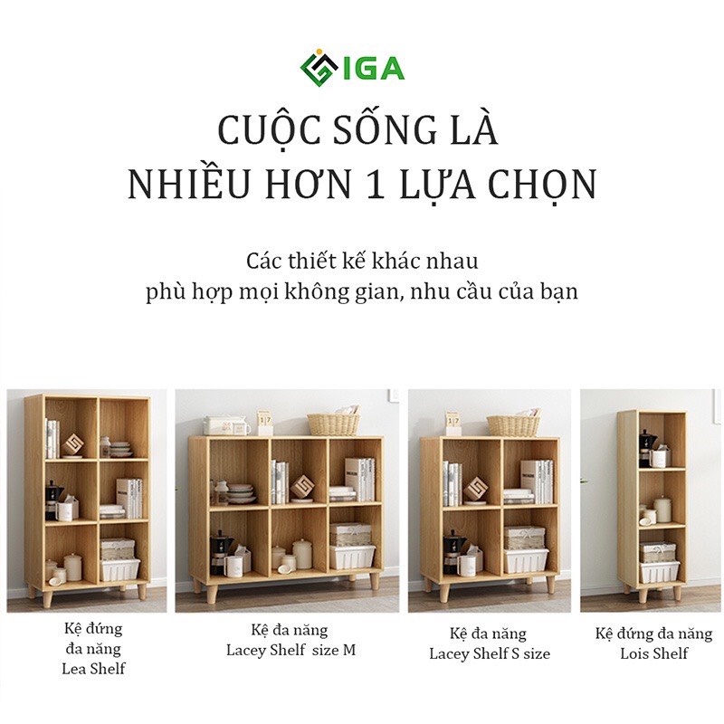 Kệ tủ sách đa năng IGA nhiều ô, trang trí nhà cửa phòng sách GP163-166