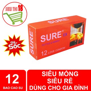 Bao cao su sure, 12bcs siêu mỏng