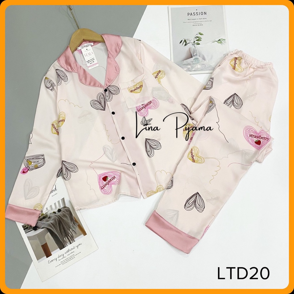 Bộ Lụa Mango Dài tay Họa Tiết Cao Cấp, Bộ Mặc Nhà Sang Chảnh Quần Có Túi Mềm Mát-  Lina Pijama | BigBuy360 - bigbuy360.vn