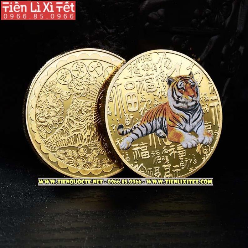 [ Quà tặng tết 2022 ] Đồng xu in hình con cọp năm Nhâm dần May mắn phong thủy hút tài lộc