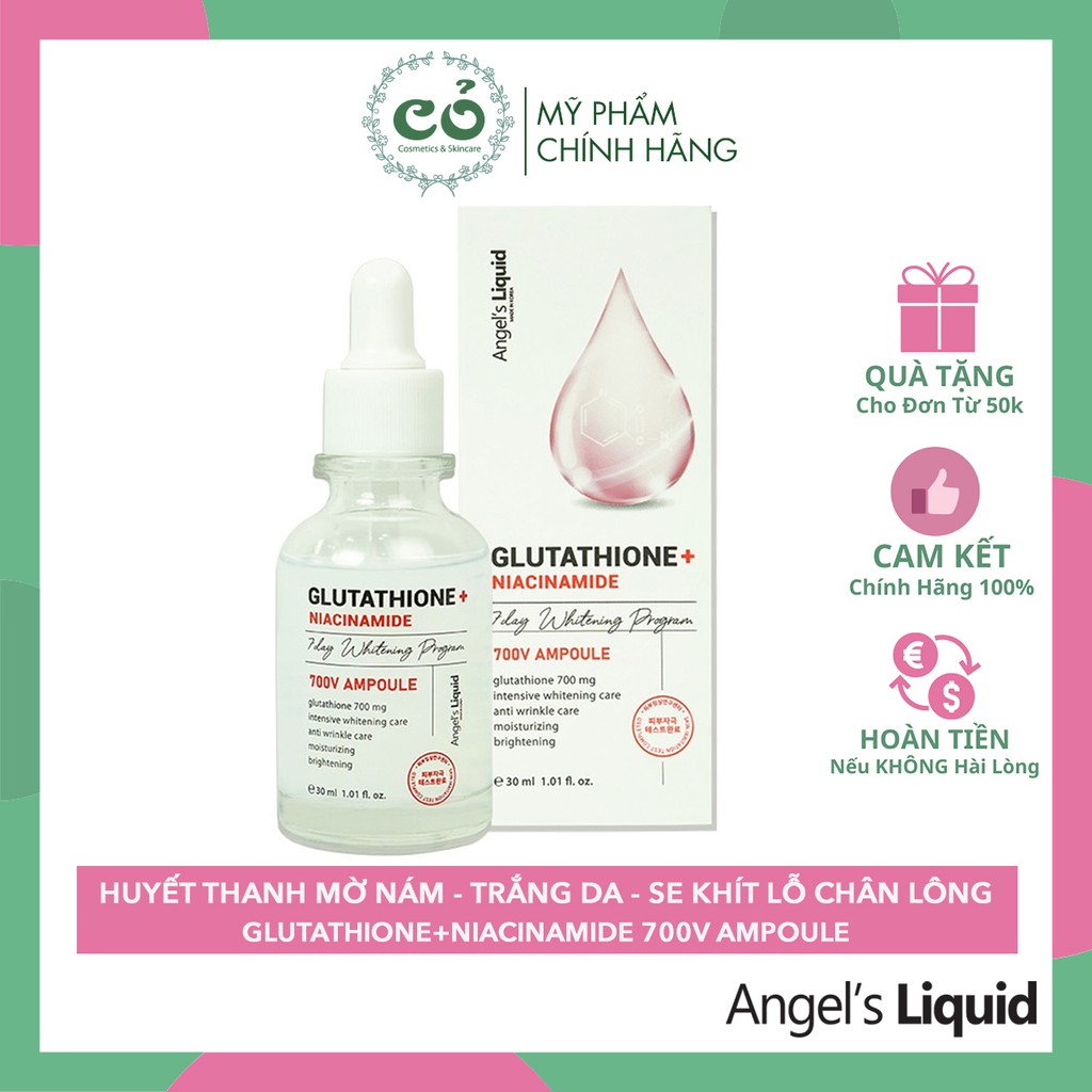 Huyết Thanh Dưỡng Trắng Da Mờ Thâm Nám Angel's Liquid Glutathione + Niacinamide 700V Ampoule 30ml