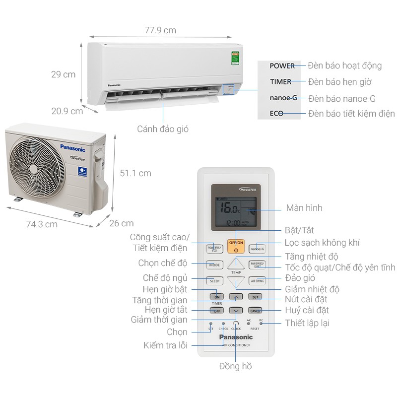 [ GIá Hủy Diệt ] Máy lạnh Panasonic Inverter 1 HP CU/CS-PU9WKH-8M Mới 2020 ( GIAO HÀNG KHU VỰC HCM )