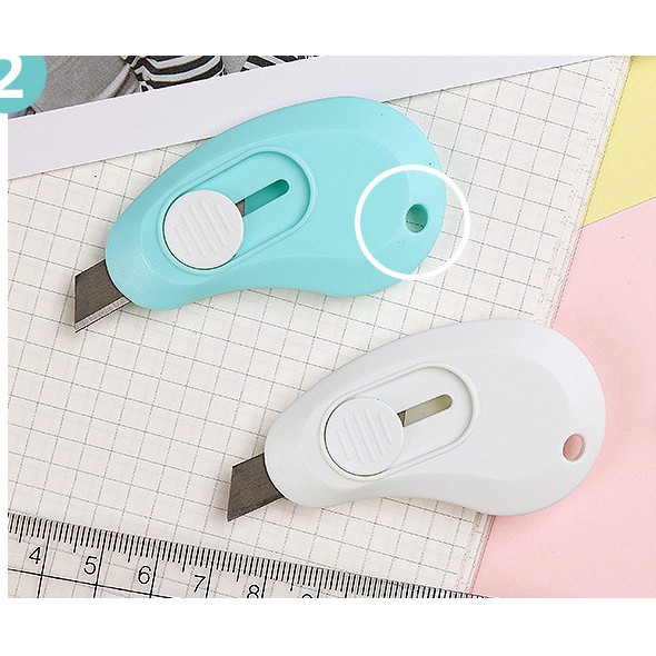 Dao rọc giấy mini cute có chốt an toàn hình kẹo nhiều màu cắt washi tape
