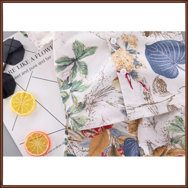 Set Đồ Đi Biển 2 Món Gồm Áo Cotton Tay Ngắn In Họa Tiết Hoa + Quần Ngắn Cho Bé 0-4 Tuổi