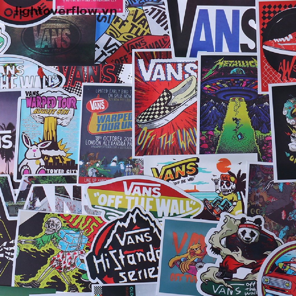 VANS Set 100 Miếng Dán Trang Trí Ván Trượt / Laptop / Xe Đạp / Xe Hơi Họa Tiết Graffiti Độc Đáo