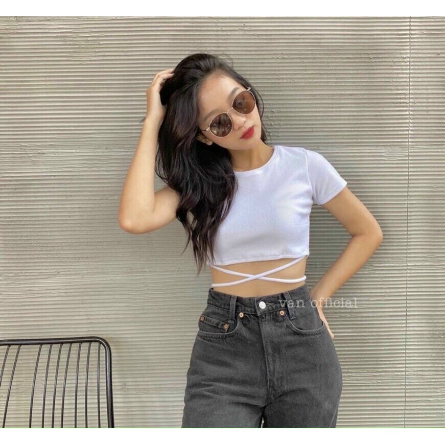 [MÃ TH6739 GIẢM 20% TỐI ĐA 30K ĐƠN TỐI THIỂU 500K] áo croptop cột dây eo hàng trend