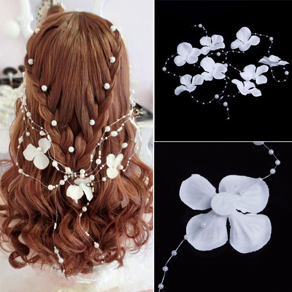 Băng đô cài tóc hình hoa đính ngọc trai