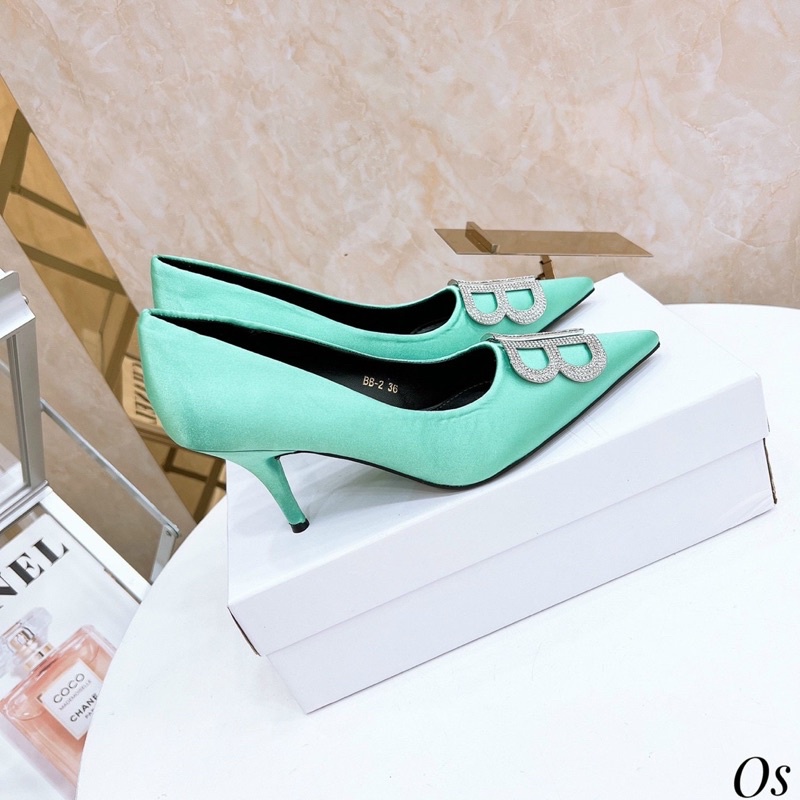 Giày cao gót balen lụa 7p fullbox