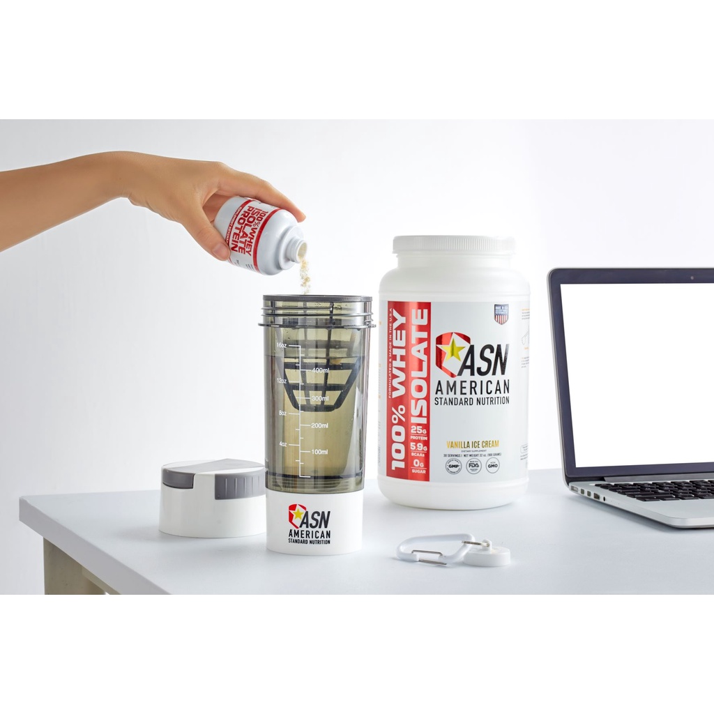 Bình Lắc Whey Shaker ASN Cao Cấp Đựng Protein BCAA 2 Ngăn Tiện Dụng 500 ML