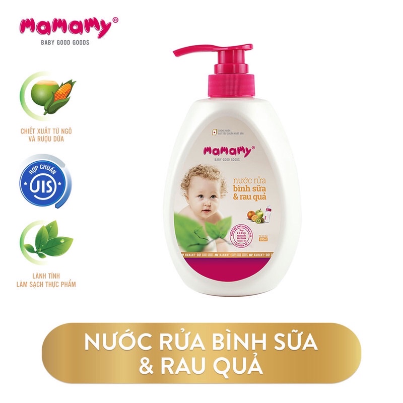 NƯỚC RỬA BÌNH SỮA VÀ RAU QUẢ MAMAMY 600ml